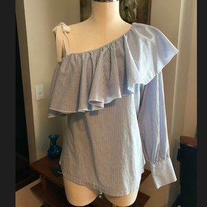 NEW Ann Taylor Loft one-shoulder blouse.